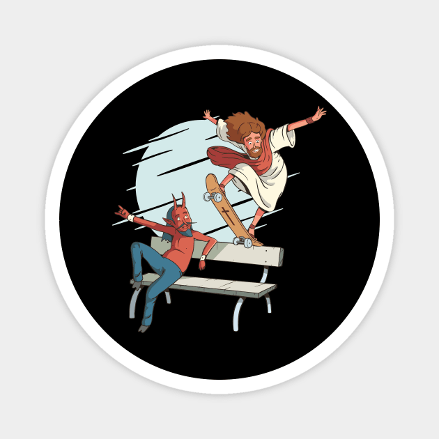 Skateboarding Jesus Magnet by Cosmo Gazoo